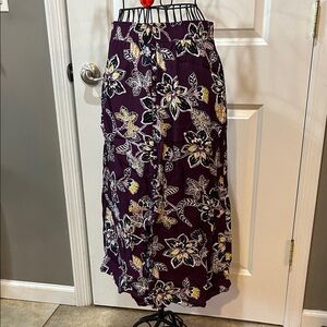 LOFT Dark Purple Floral Maxi Skirt